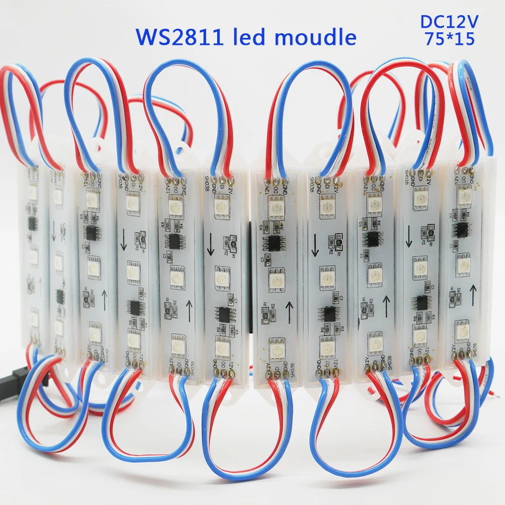 20 шт./лот DC12V супер яркий 3 светодиодный s SMD цвет 5050 RGB Мечта WS2811 IC светодиодный модуль пиксела свет