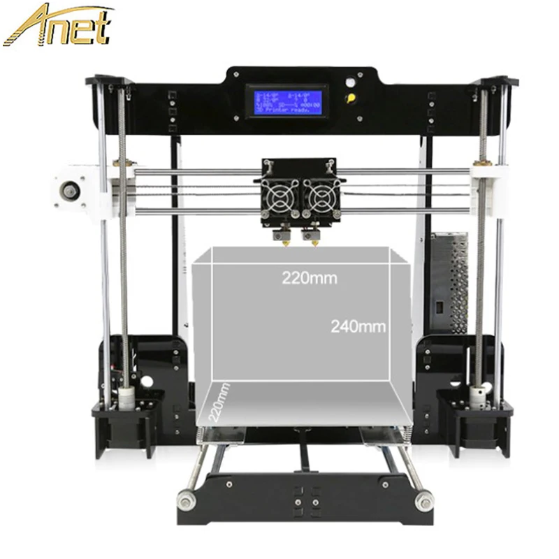 

Anet 3D Printer 2019 FDM Dual Color Print 3D Drucker Two nozzles Black Rep 3D Printer 220x220x240mm Dual-nozzle Double sprinkler