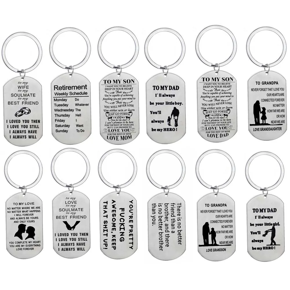 

Stainless Steel Pendant Keychain Gift Lover Husband Grandma Son Daughter Keyring Gift Family Best Friends Jewelry Key Chains