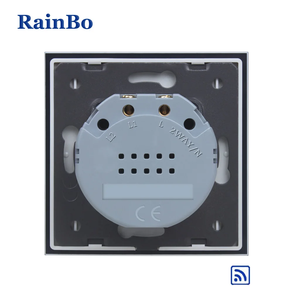 RainBo Кристалл-стеклянная панель-переключатель настенный-Переключатель ЕС сенсорный-Переключатель Экран-настенный светильник-переключатель 1ганг-1way 110~ 250V A1913W/BR01