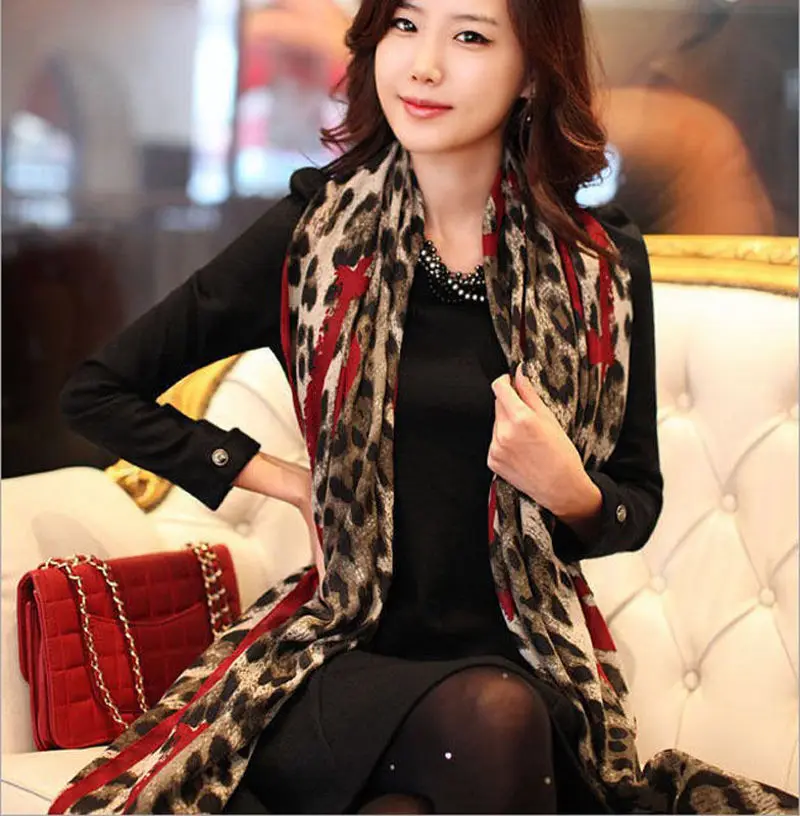 

Vintage Leopard Stylish Long Soft Silk Scarf Chiffon Scarf Wrap Women Ladies Stole Shawl Scarves 170CM*80CM Hijab Free Shipping