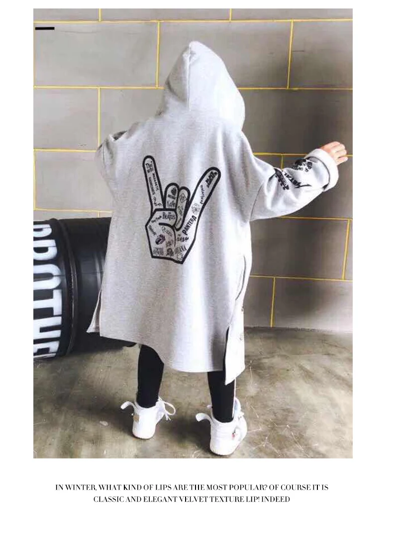 Primavera e Outono Coreana das Grandes Moda com Capuz Bebê Menina Menino Camisola Quente Nova Versão Crianças Solto Longo Cabolsa 2020 12 Agasalhos e moletons