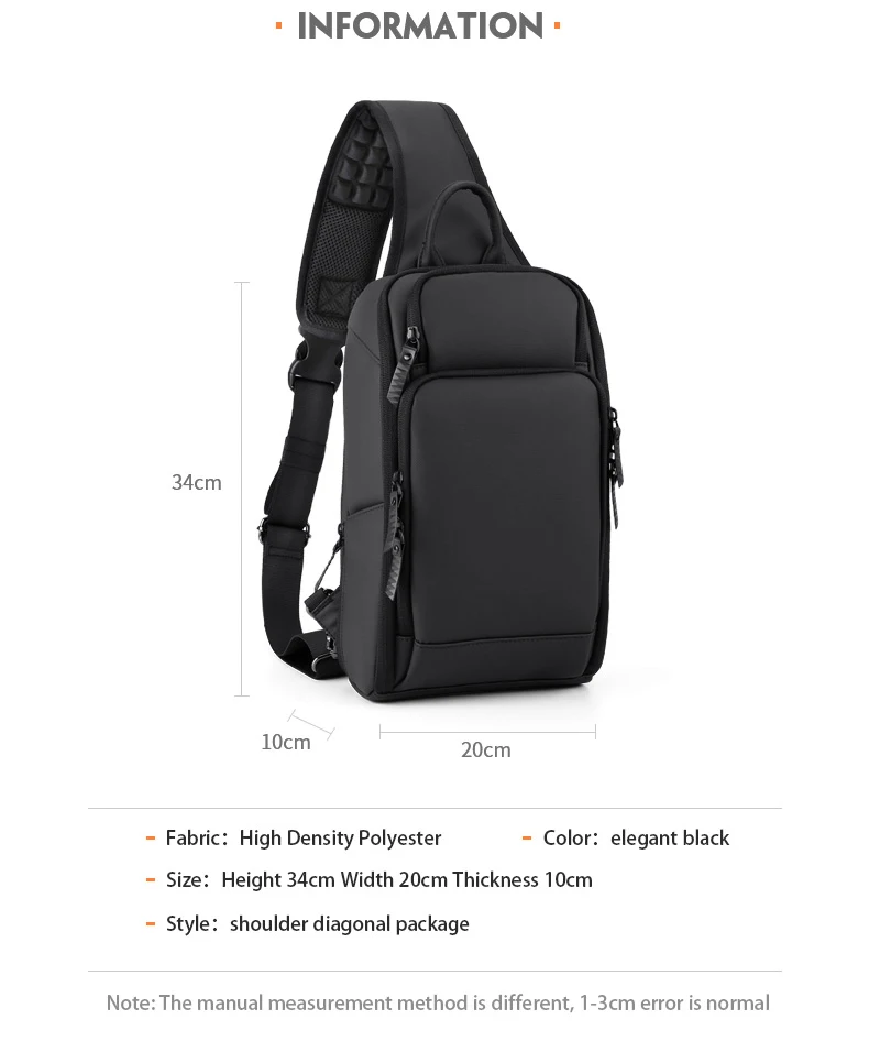 FENRUIEN, черный нагрудный пакет, мужская повседневная сумка через плечо, зарядка через usb, нагрудная сумка, водоотталкивающая дорожная сумка-мессенджер для мужчин