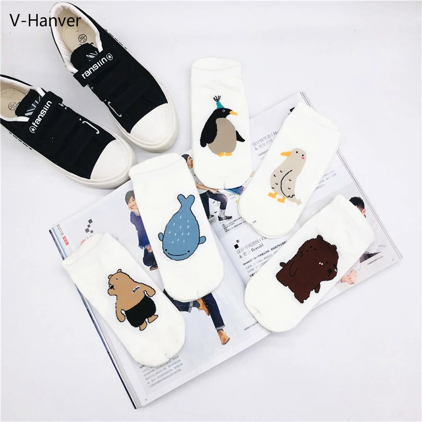 V-Hanver Fashion Cartoon Harajuku Cute Cotton Socks Women's Socks Ankle Fashionable Fins Penguin Funny Low Socks Women Hosiery V-Hanver Fashion Cartoon Harajuku Cute Cotton Socks Women's Socks Ankle Fashionable Fins Penguin Funny Low Socks Women Hosiery