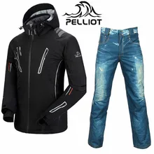 Pelliot Зимний лыжный костюм для мужчин с хлопковой подкладкой Теплая Лыжная куртка+ saenshing сноуборд брюки Водонепроницаемый Горный лыжный костюм мужской