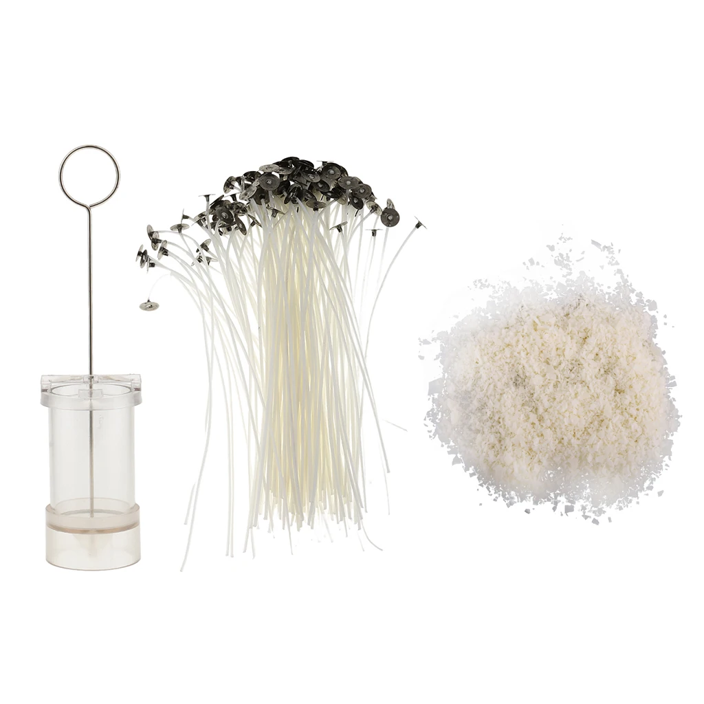   500g Natural Pure Soy Candle Wax & 50pcs 15cm Pre Waxed Candle Wicks & Cylindrical Candle Mold Candle Mould DIY Candle Model