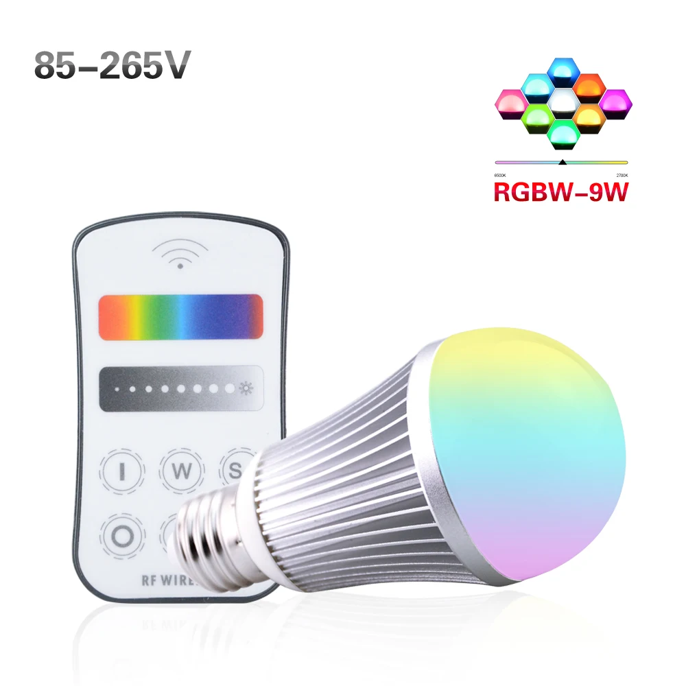 E27 LED Bulb Lamp High Power 9W 2.4G Wireless Wifi Control RGBW RGBWW