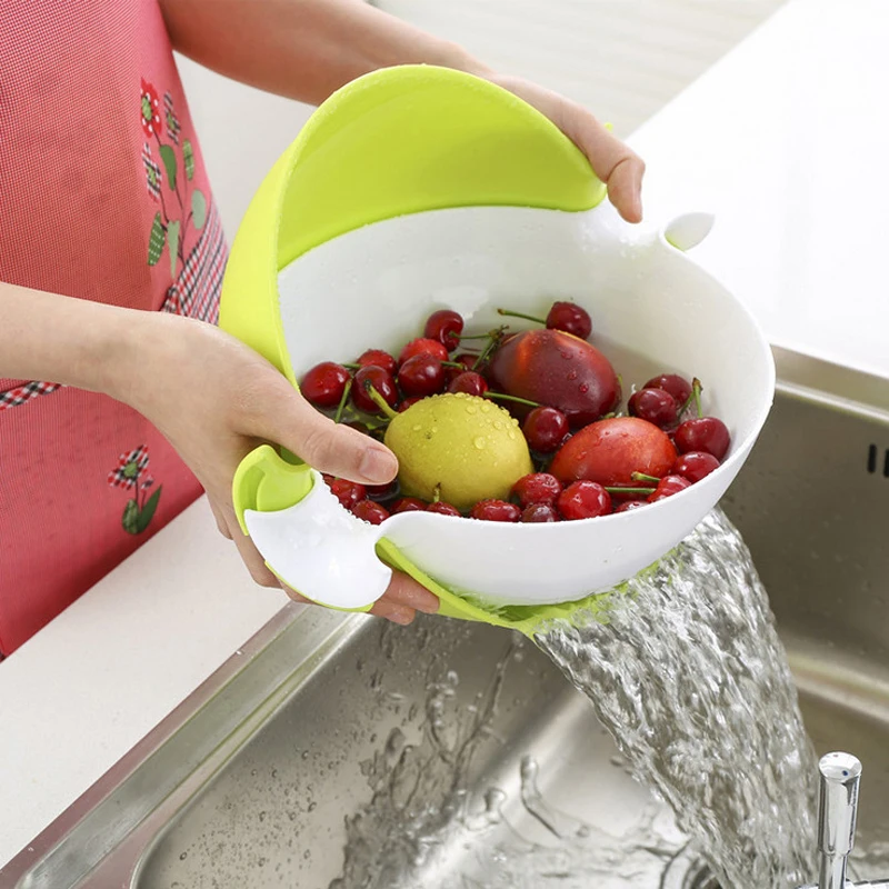 

Multifunctional 2-in-1 Large Colander and Bowl Strainer-Kitchen Double layered rotating Vegetable Fruit Drain Basket