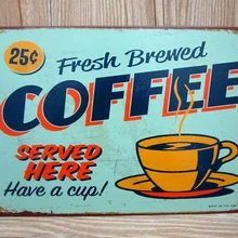 Xd33" свежезаваренного кофе" Жесть Признаки фильм постер Книги по искусству кафе-бар Винтаж наклейки металл роспись стены Home Decor 20x30 см