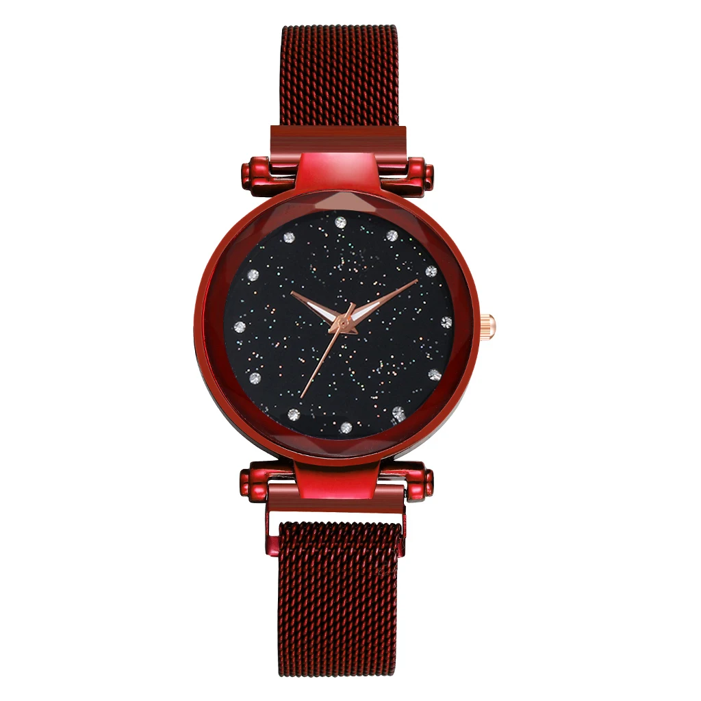 Модные женские сетчатые часы с магнитной пряжкой, звездное небо, роскошные женские Геометрическая поверхность, кварцевые часы, Relogio Feminino