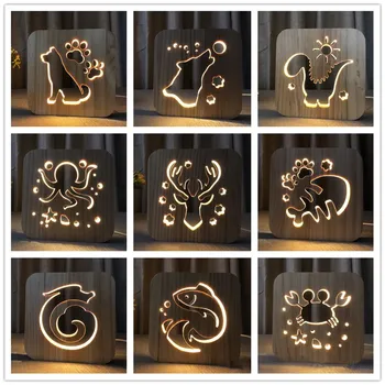 

Wooden LED Night Light Animale Dog Paw Cat Lion Pet Shaped 3D USB Desk Lamp For Home Decorative Light Room Bedroom Lighting