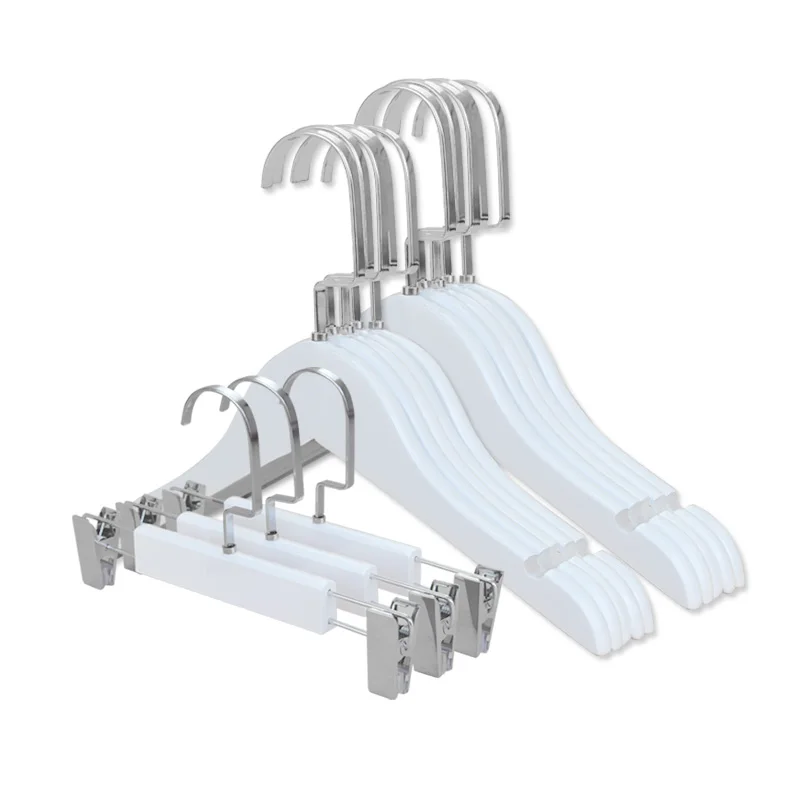 

10pcs/lot Wood Hanger Baby White Hangers Rack Non-slip Children Clothes Hanger (50cm Can LOGO)