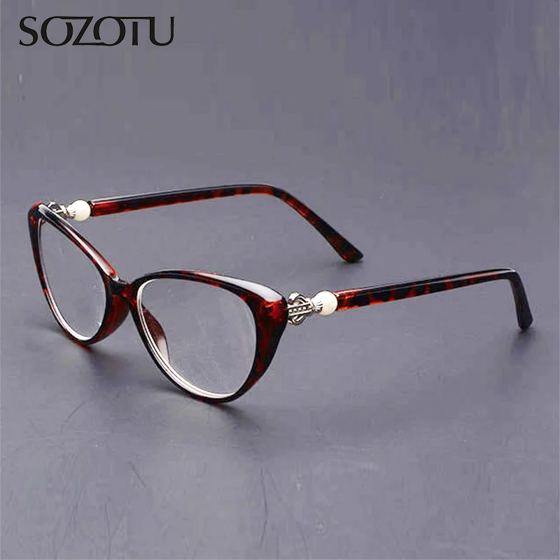 Gafas de lectura de Ojos de gato SOZOTU para mujer, antifatiga, y antiradiación diópticas, gafas presbiópicas + 1,0 + 1,5 + 2,0 + 2,5 + 3,0 + 3,5 + 4 YQ427