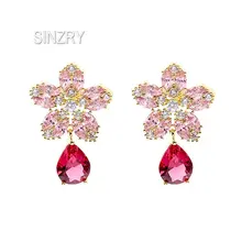 SINZRY фианит элегантный розовый цветок серьги-гвоздики ASOS Творческий sweety серьги для женщин Brincos Bijoux