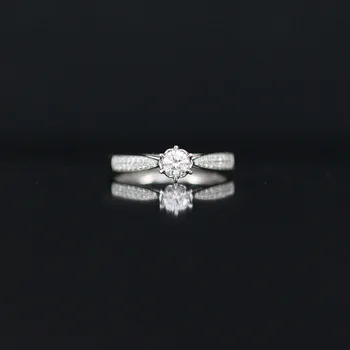 

LASAMERO 0. 197 CT DE/VS Round Cut Modern Design Natural Diamond Ring For Women 18k White Gold Certified Engagement Wedding Ring