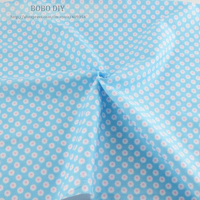 1 meter Flower printed Blue Cotton Twill Cloth Quilting fabric patchwork textile for sewing children bedding set 160cmx100cm