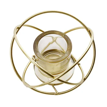 

3D Geometric Iron Hollow Candlestick for Restaurant Table Decoration TB Sale