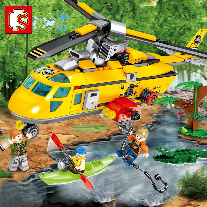 

Forest rescue team with 4 figures Fisher Photographer Moc Building Block Brick Educational Serie Action Toys for kid DIY