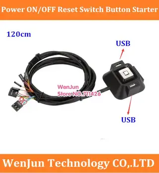 

best price PC Desktop Computer Power ON/OFF Reset Switch Button Starter USB Audio Microphone Port Cable 120cm + Rear Bracket