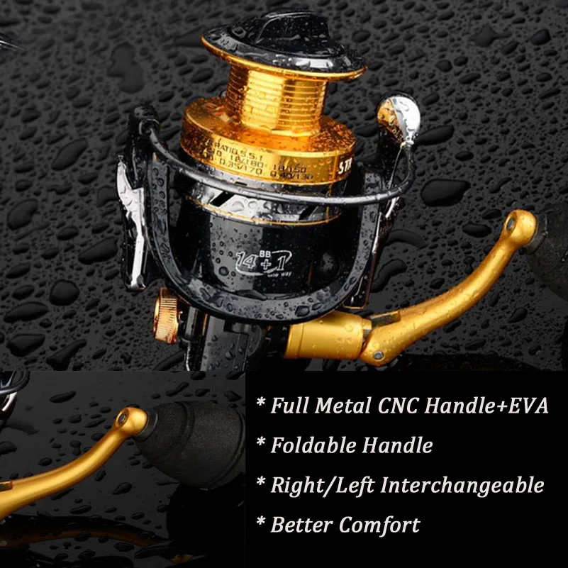 14+1BB Double Spool Fishing Reels Metal Spinning Carp Trout Bass Reel+ Spare Line Cup Left/Right Hand Freshwater Saltwater Wheel