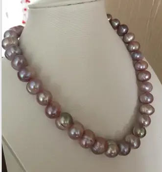 

gorgeous 12-13mm south sea baroque lavender pearl necklace 18inch 925silver