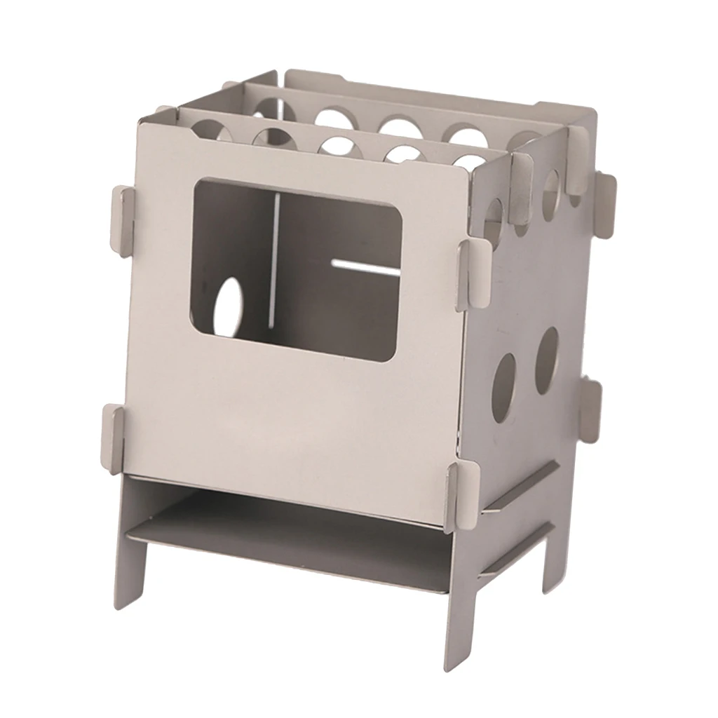 Ultra-light Outdoor Cooking Pocket Stove Backpacking Camping Folding Wood Stove Stainless Steel/ Titanium Materials