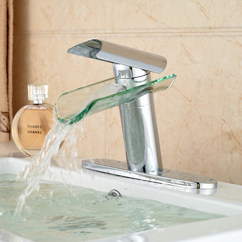 

Chrome Polished Basin Sink Faucet Single Handle Single Hole with 8 inches Hole Cover Water Taps