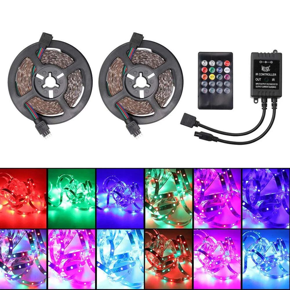 2 предмета 5 m RGB 600 светодиодный в полоску фонари ИК дистанционное управление светом для украшения дома CLH @ 8