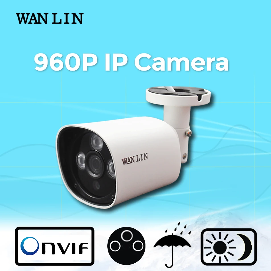 

WAN LIN New 1280*960P 1.3MP Bullet IP Camera IR Waterproof Outdoor Security ONVIF IP Cam Night Vision IR Cut Megapixel Lens