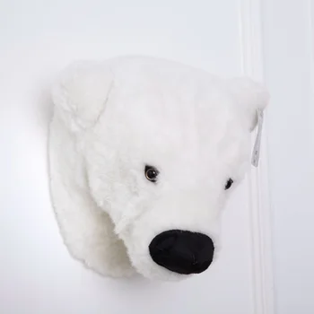 

Simulation 3D Polar Bear Head Plush Bear Toy Animal Children's Room Wall Decoration Art Wall Hanging Doll Nordic Style Props