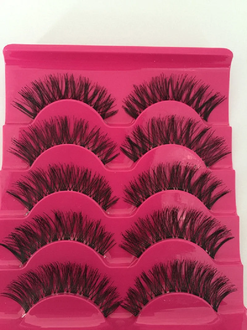 

5 Pairs New Fashion Women Soft Natural Long Cross Fake Mink Eyelashes Handmade Thick False Eyelash Extension maquiagem