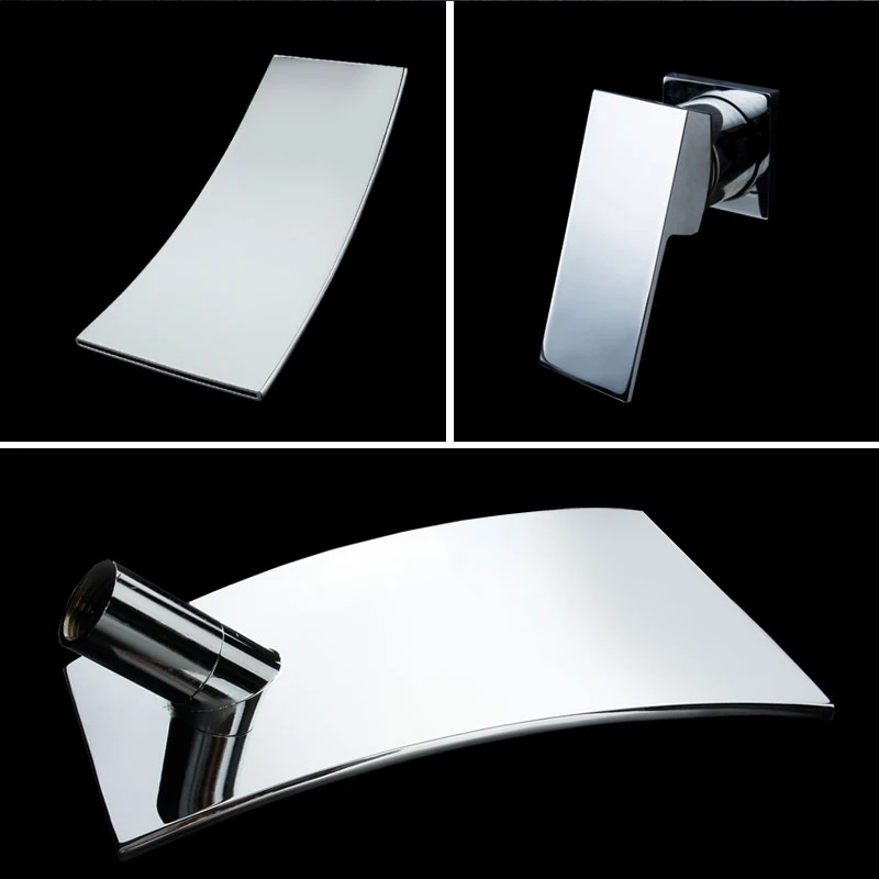 Wholesale and Retail Waterfall Spout Basin Faucet  Chrome Bathroom Washing Basin Tap Wall Mounted Single Handle hot cold faucet
