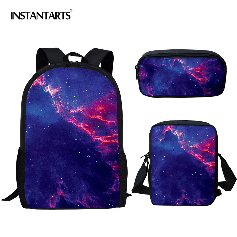

INSTANTARTS Men Rucksack Space Galaxy Set School Bag for Teenager Girl Boy Large Shoulder Book Bag Children School Backpack kids