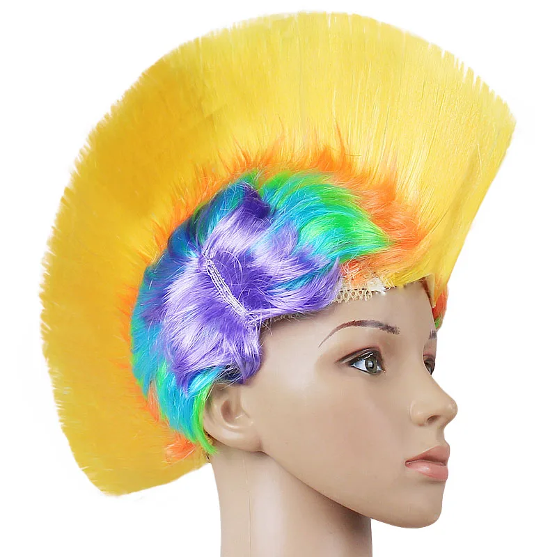 Hair Fancy Rock Punk Cosplay Party Wig Rainbow Costume Mohican Halloween Mohawk Hair Fancy Rock Punk Cosplay Party Wig Rainbow Costume Mohican Halloween Mohawk