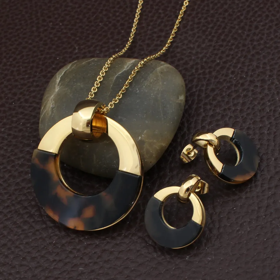 

6 Styles gold color and silver color Stainless steel jewelry pendants and Earrings Set For Women SBJFGPCA