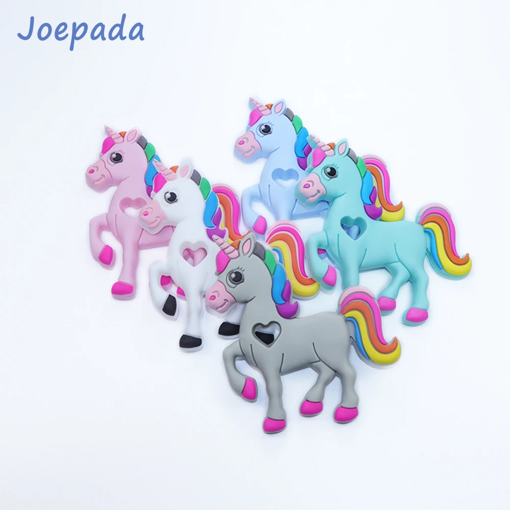 

Joepada 10Pc Lovely Horse Silicone Teether Beads BPA Free for DIY Baby Teething Pacifier Chain Unicorn Toy Baby Teether