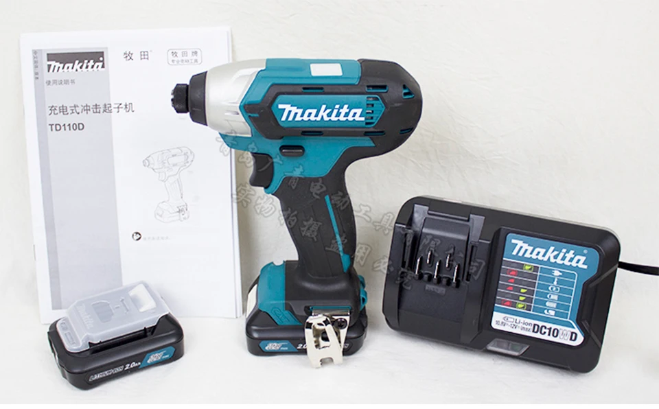 Новая японская аккумуляторная отвертка Makita TD110DWAE, Электрическая отвертка, 12 В, двойная литиевая батарея 110N. m, 3500ipm, 2600 об/мин