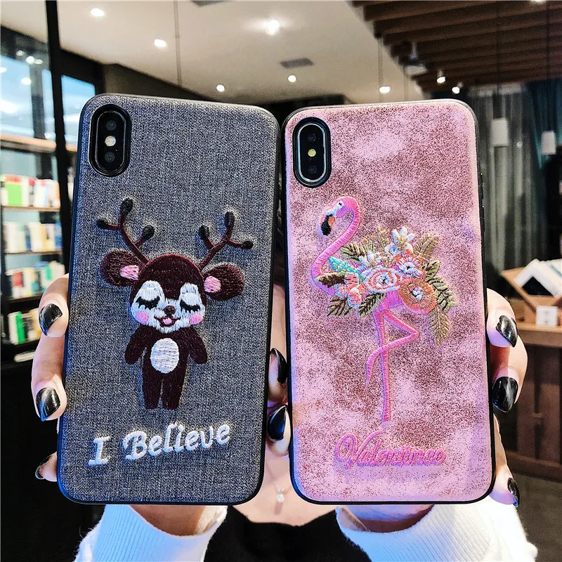 3D чехол для iPhone X XS Max XR на заднюю крышку с вышитыми милыми кошками собаками и