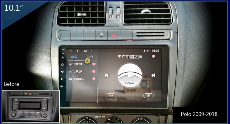 Auto fascia voor vw 6r din auto navigatie GPS voor Volkswagen Polo multimedia speler 10.1 "video radio|Fascias| -
