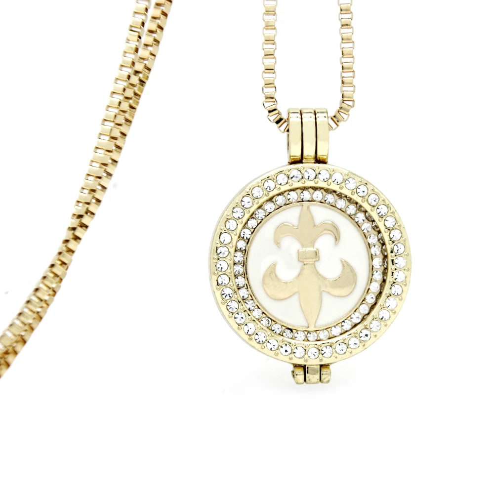 Luxury Jewelry Gold Color Coin Holder Necklace 32mm Interchangeable