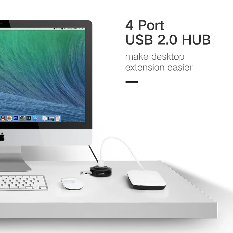 Ugreen USB HUB 4 Port USB 2.0 Splitter Switch with Micro USB Charging Port for iMac Computer Laptop Accessories OTG HUB USB