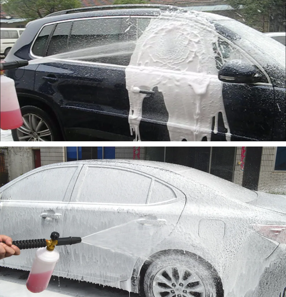 Espuma de Neve Lavadora de Pressão Gerador de Espuma Lavadora de Carro Lavagem de Espuma de Neve Lança Latão Corpo Espuma Bico Arma Sabão Carro Limpo Lavagem de Pulverizador 6 de pressão espuma bico gerador de espuma