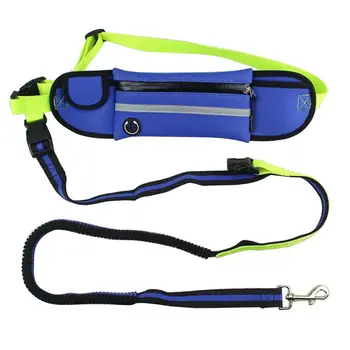 

Hands Free Elastic Dog Leash Adjustable Padded Waist Reflective Running Jogging Walking Pet Lead Belt With Pouch Bags