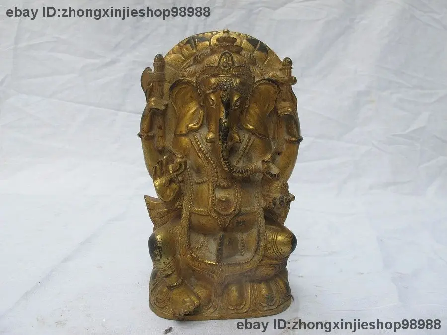 

Tibet Folk bronze Copper Ganapati Ganesh Ganesha God of wealth Buddha Statue