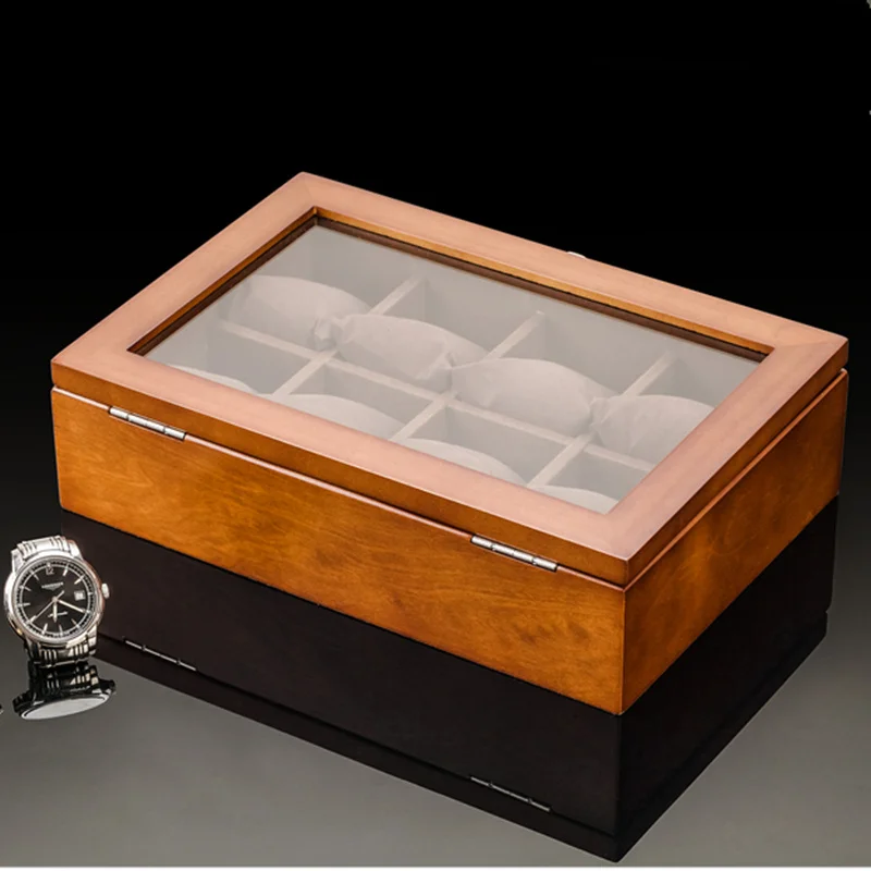 Топ 8 слотов деревянные коробки для часов модные черные часы чехол для хранения с замком Часы Дисплей Подарочная коробка ювелирные изделия Подарочный чехол s W033
