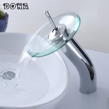 Beste Promotion Bad Becken Mischbatterie Wasserfall Wasserhahn Waschbecken Schiff Chrom Poliert Glas Neue Ausgezeichnete Qualität DONA4055