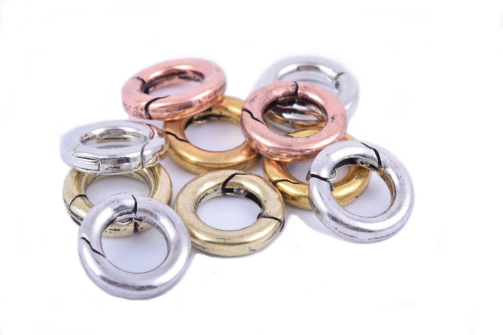 

5Colors--10PCS Ring Clasps Round Circle Shape Spring Hook For Making Leather Bracelet--CLP1314