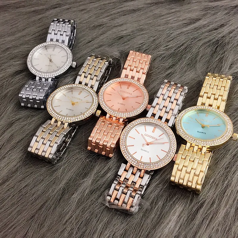CONTENA mode de luxe montre en argent femmes montres strass femmes montres dames montre en acier inoxydable horloge reloj mujer 2