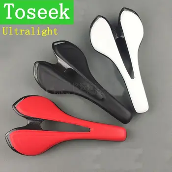 

Toseek bike carbon saddle bicycle carbon saddle Super light weight 110g TOUPE leather saddle MTB road bike red/black/white 2018