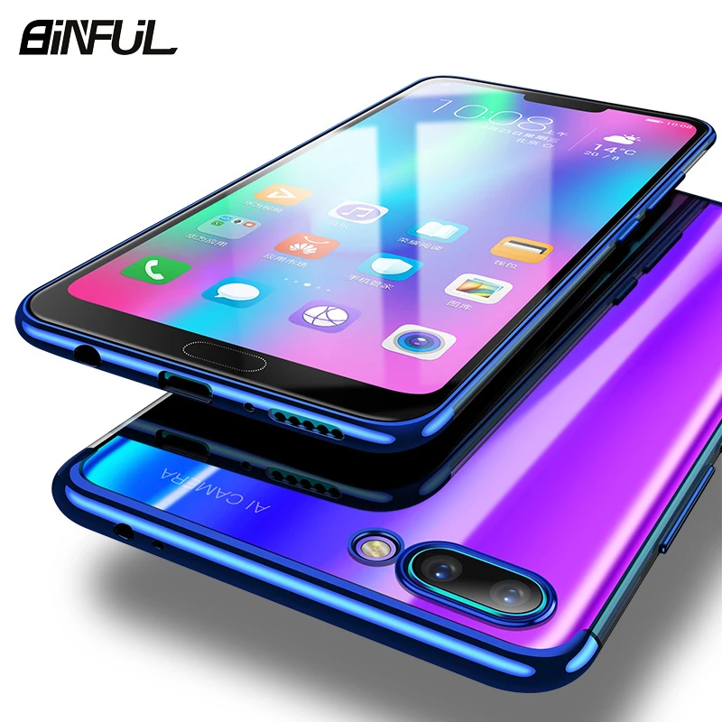 

For Huawei Honor 10 Lite Case Cover Transparent Plating TPU Soft Silicone Slim Back Cover For Honor10 V10 10 Lite Phone Coque